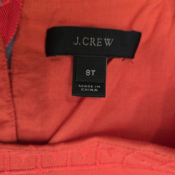 J. Crew Dress Flutter Sleeve Eyelet Design Shift Orange Dress Size 8T - Picture 7 of 10